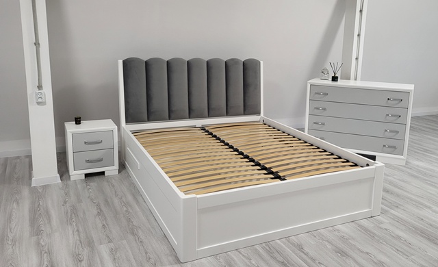 Белая кровать с подъемным механизмом Мэлоди