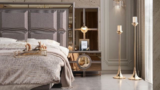 Спальня с золотыми фасадами Престиж, INFAVORI Спальня с золотыми фасадами Престиж, INFAVORI