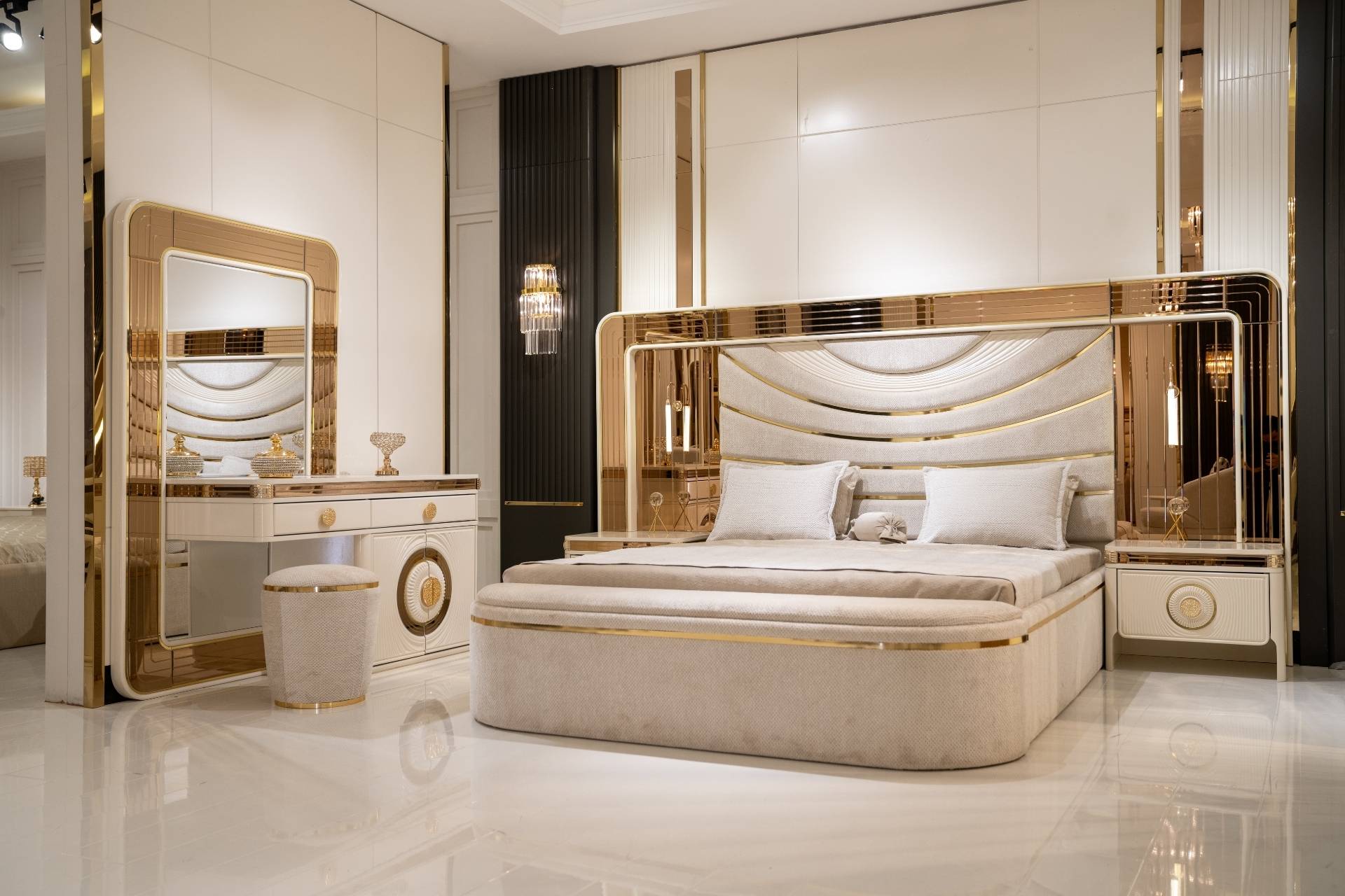 Белая спальня с золотом в стиле АРТ-Деко Верона, DASELL