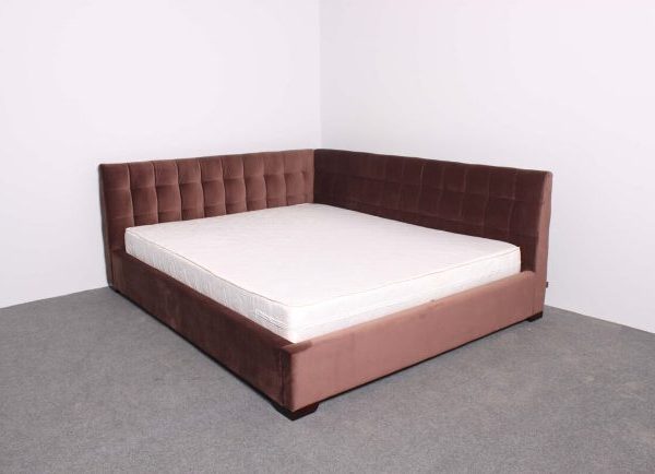 Мягкая угловая кровать Лео, велюр, ШГ