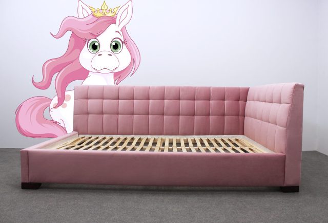 Мягкая угловая кровать Лео, велюр, ШГ Мягкая угловая кровать Лео, велюр, ШГ