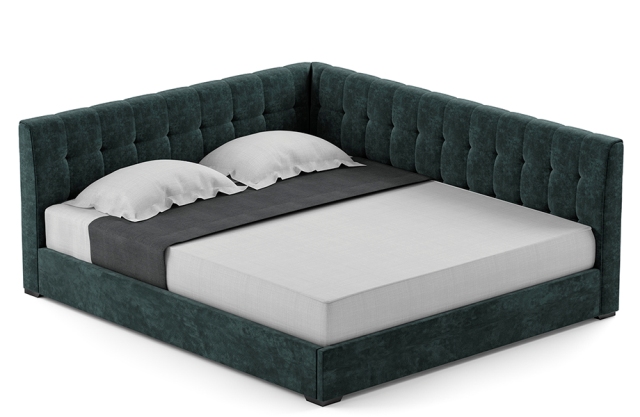 Мягкая угловая кровать Лео, велюр, ШГ Мягкая угловая кровать Лео, велюр, ШГ