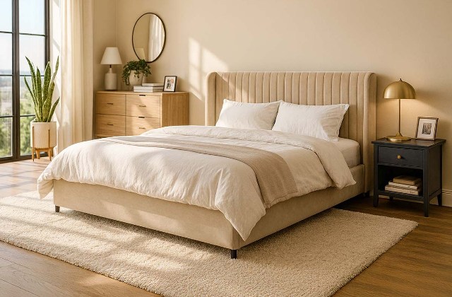 Бежевая элегантная кровать 1800 Лион L 033-М, Р Бежевая элегантная кровать 1800 Лион L 033-М, Р