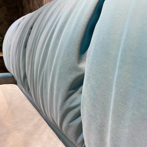 Голубая мягкая двухспальная кровать Лагуна  L 055, Р