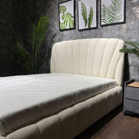 Белая мягкая кровать Шелл L 064 Shell, Р Белая мягкая кровать Шелл L 064 Shell, Р