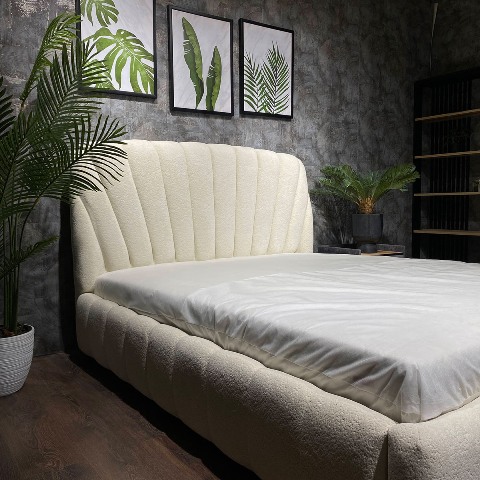 Белая мягкая кровать Шелл L 064 Shell, Р Белая мягкая кровать Шелл L 064 Shell, Р