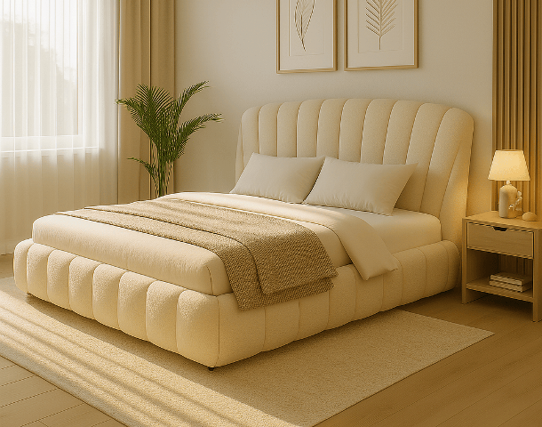 Белая мягкая кровать Шелл L 064 Shell, Р Белая мягкая кровать Шелл L 064 Shell, Р