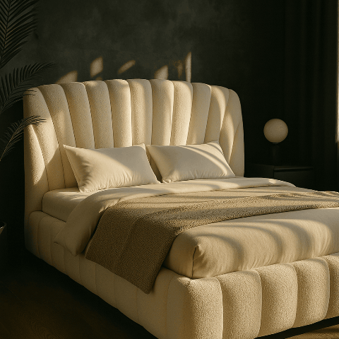 Белая мягкая кровать Шелл L 064 Shell, Р Белая мягкая кровать Шелл L 064 Shell, Р