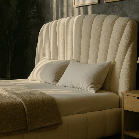 Белая мягкая кровать Шелл L 064 Shell, Р Белая мягкая кровать Шелл L 064 Shell, Р