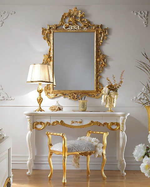 Золотое резное настенное зеркало Casa 39