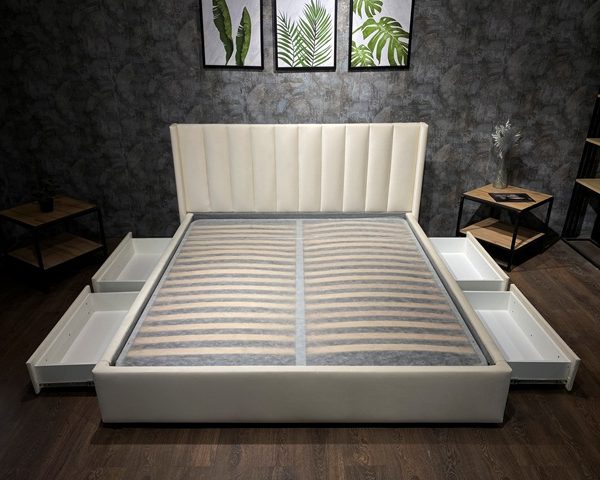 Красивая белая мягкая кровать Снежка L011, Р