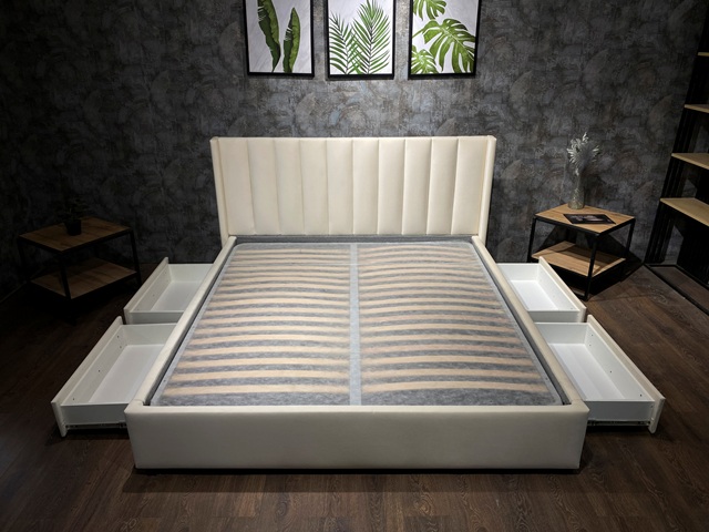 Красивая белая мягкая кровать Снежка L011, Р Красивая белая мягкая кровать Снежка L011, Р