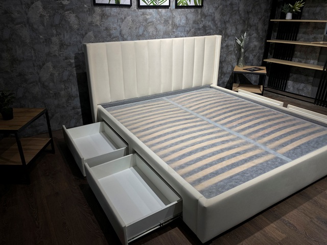 Красивая белая мягкая кровать Снежка L011, Р Красивая белая мягкая кровать Снежка L011, Р