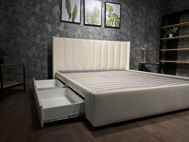 Красивая белая мягкая кровать Снежка L011, Р Красивая белая мягкая кровать Снежка L011, Р