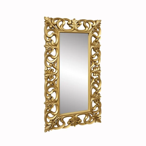 Белое напольное зеркало в резной раме