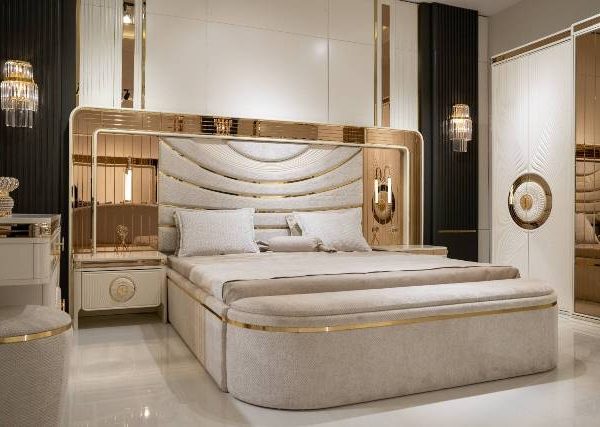 Белая кровать с золотом в стиле АРТ-Деко Верона, DASELL