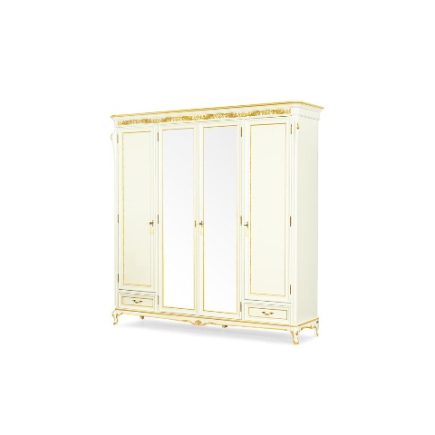 Четырехдверный белый шкаф с золотом Верона, Румыния